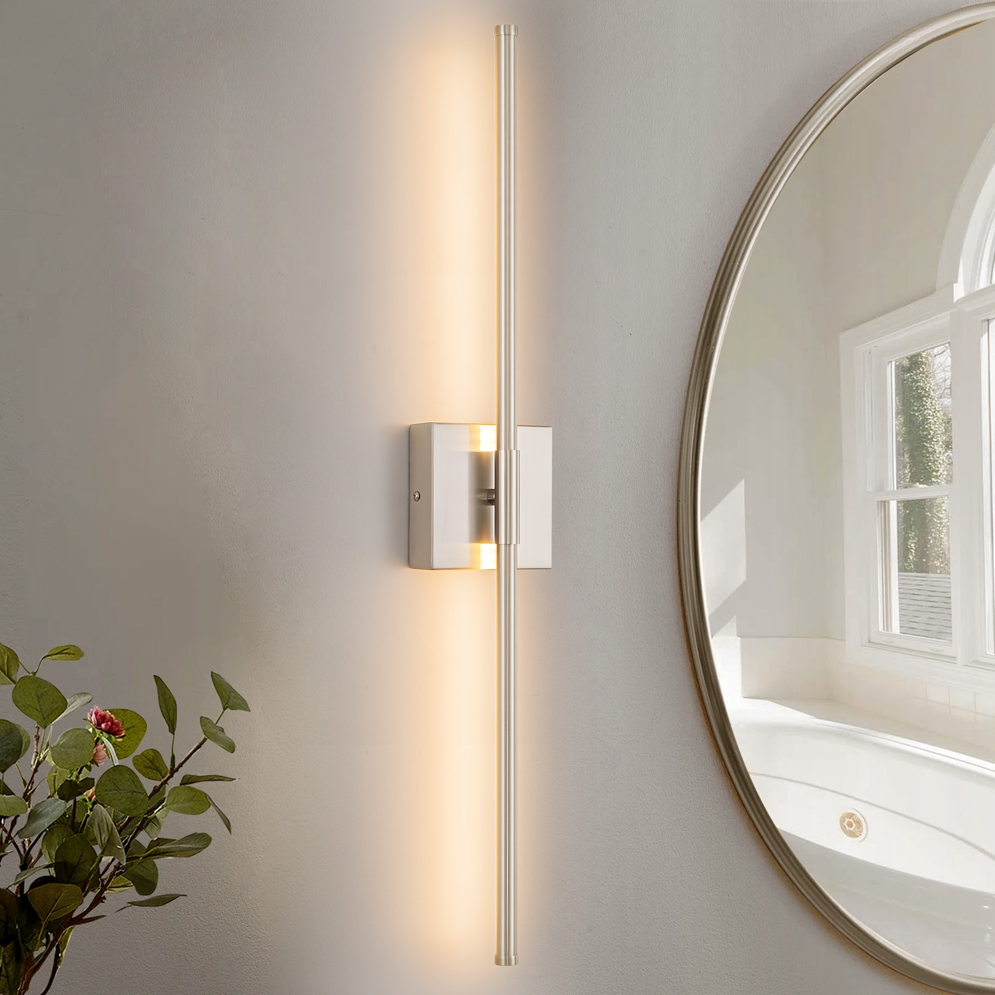 Rennnsan 1-Light Modern Linear Aluminum Dimmable Integrated LED 3000K Warm Light Bathroom Vanity Lights for Mirror