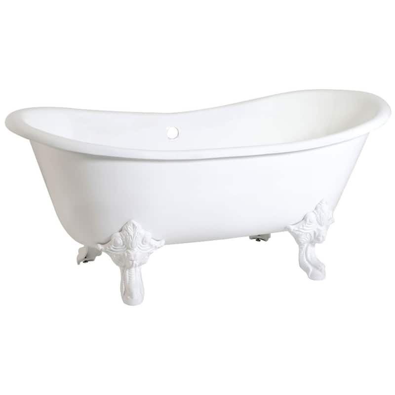 Kingston Brass Aqua Eden 67" Clawfoot Cast Iron Soaking Tub with