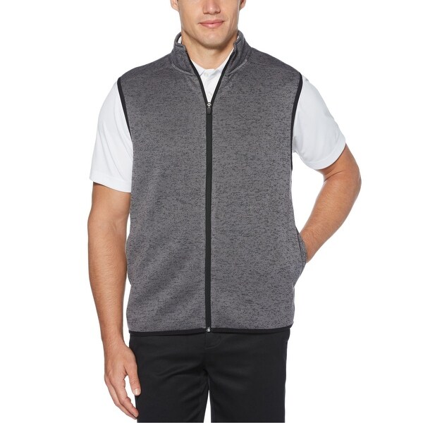 PGA Tour Mens Sweaters Gray Size 2XL Marled FullZip Fleece Golf Vest
