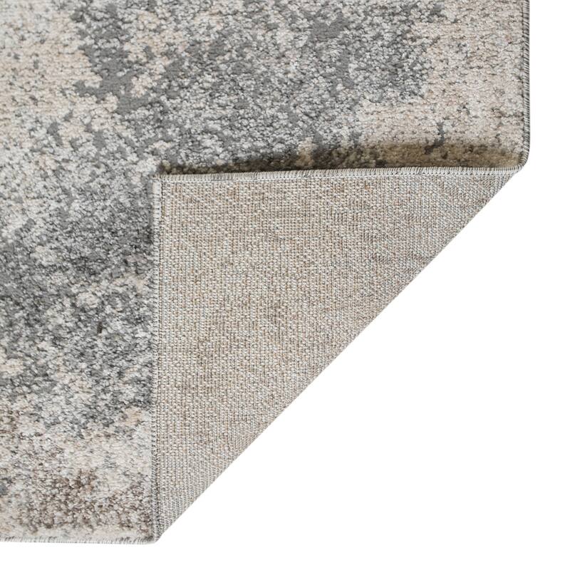 Yamanu Ester Cream Abstract Polyester Area Rug
