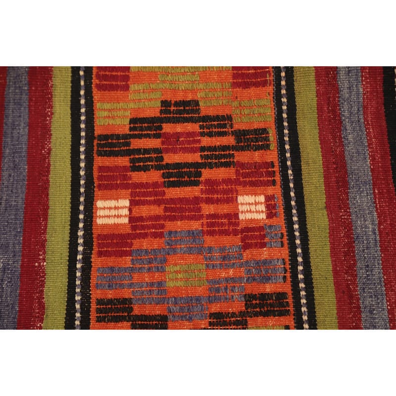 Hand Woven Oriental 100% Wool Carpet Southwestern Tribal Multi-Colored Kilim Area Rug - 8' 11'' X 5' 5''