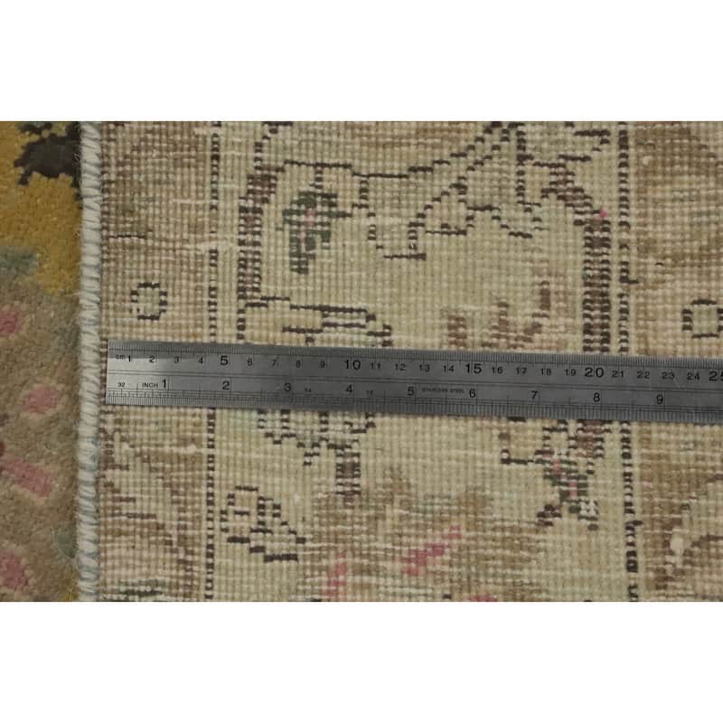 Hand Knotted Oriental 100% Wool Carpet Traditional Floral Yellow & Gold Tabriz Area Rug - 9' 0'' X 6' 4''
