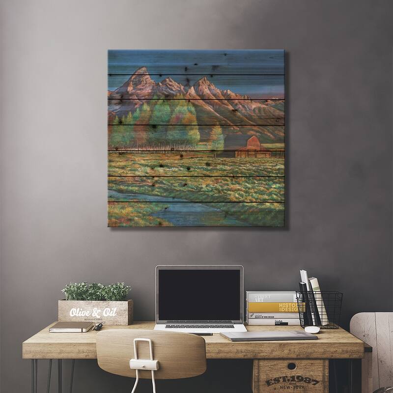 Wyoming Print On Wood by Johnathan Harris - Multi-Color