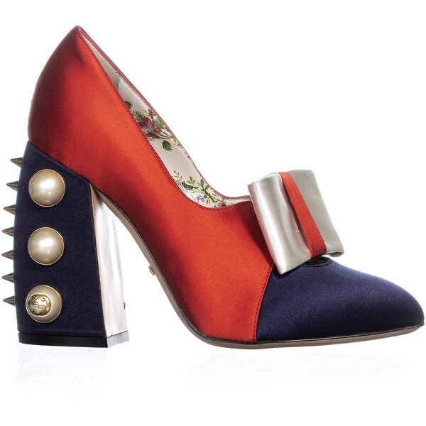 gucci gold block heels