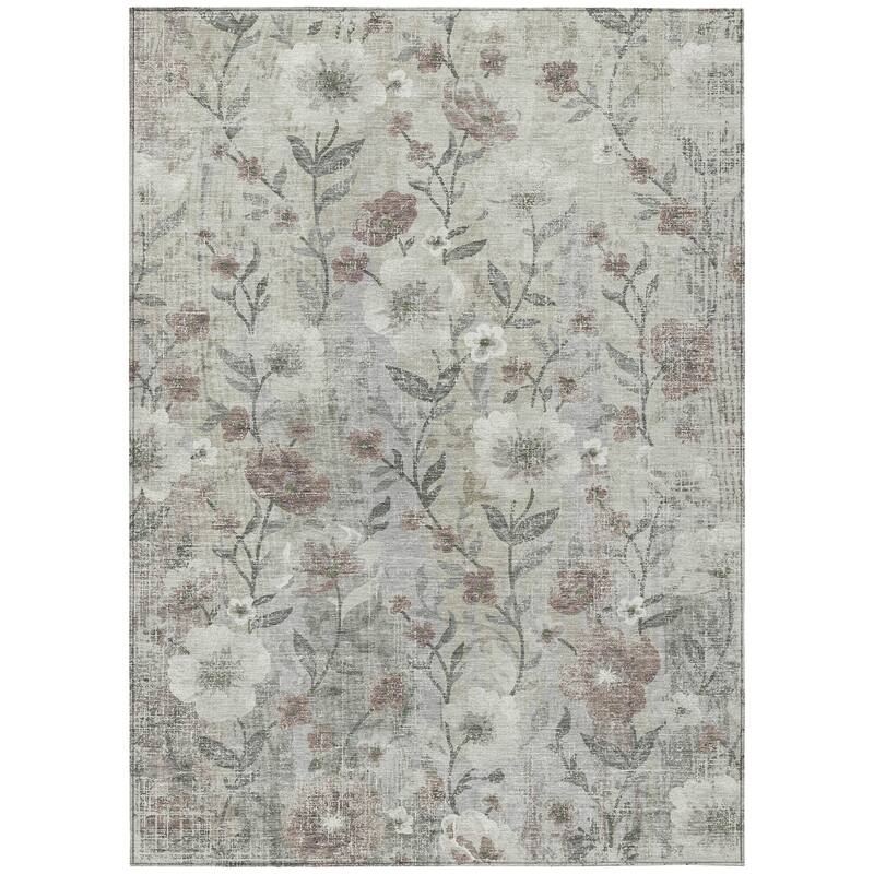 Machine Washable Indoor/ Outdoor Floral Joy Chantille Rug