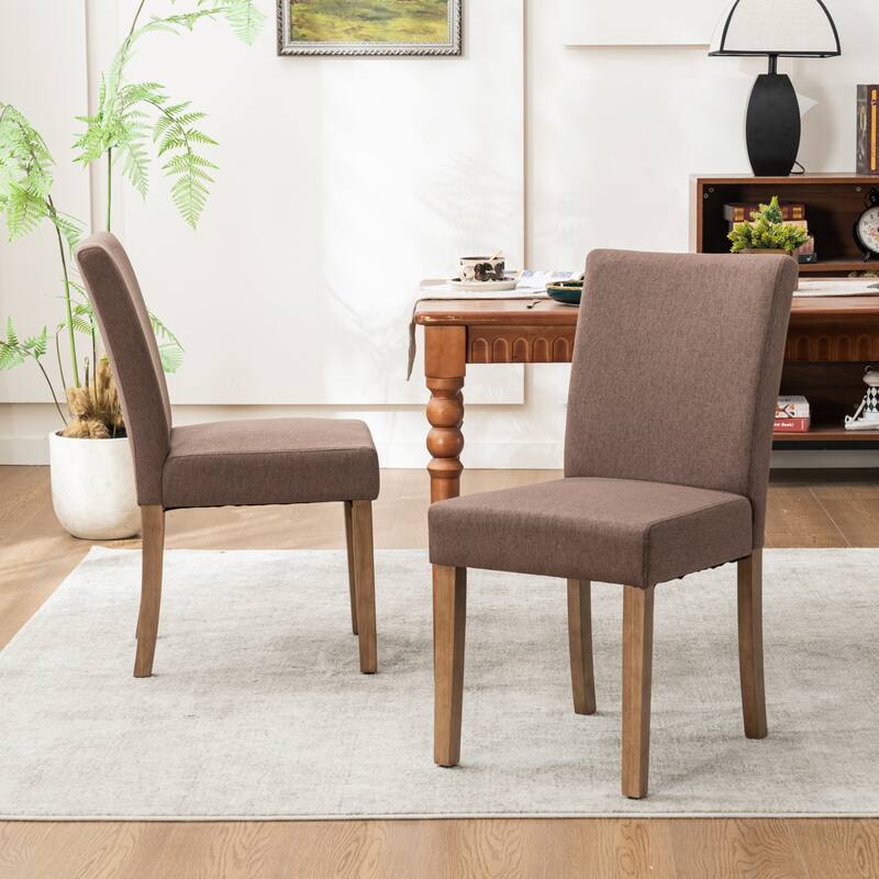 Upholstered Modern Dining Chairs, Linen Fabric Side Chairs Set of 2