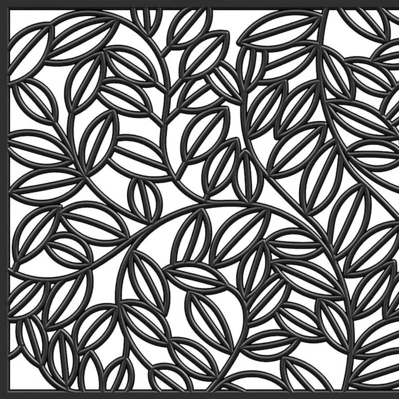HomeRoots 24" X 36" Black Rubber Botanical Leaves Outdoor Door Mat - 24.00' X '36.00