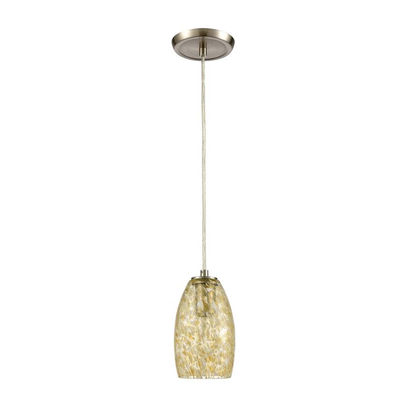 Elk Home Golden Pasture Satin Nickel With Glass 1 Light Pendant