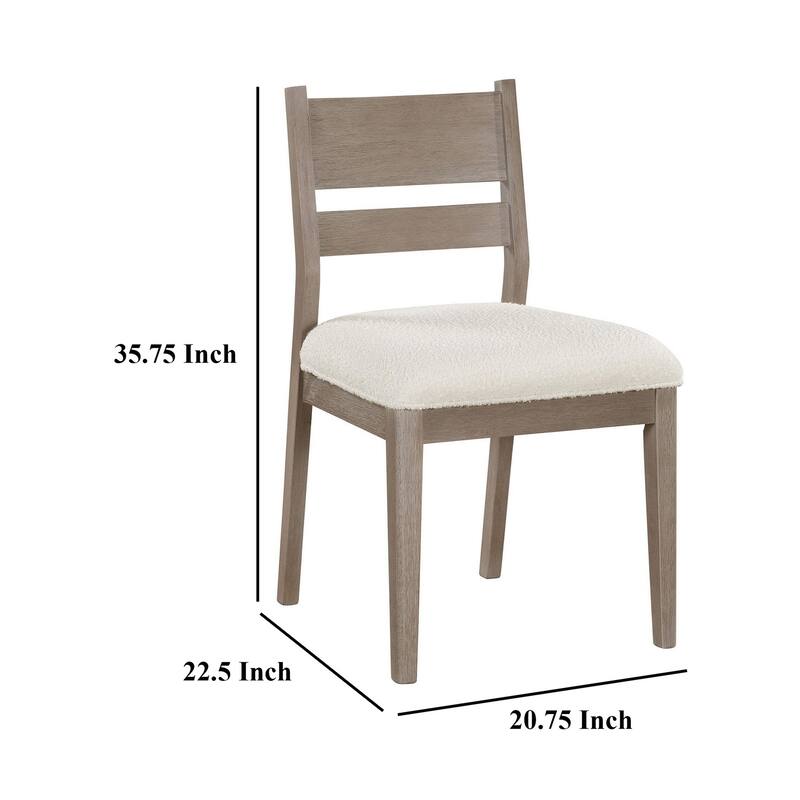 Elia Dining Side Chair Set of 2, Ladderback, Gray Wood, Cream Fabric