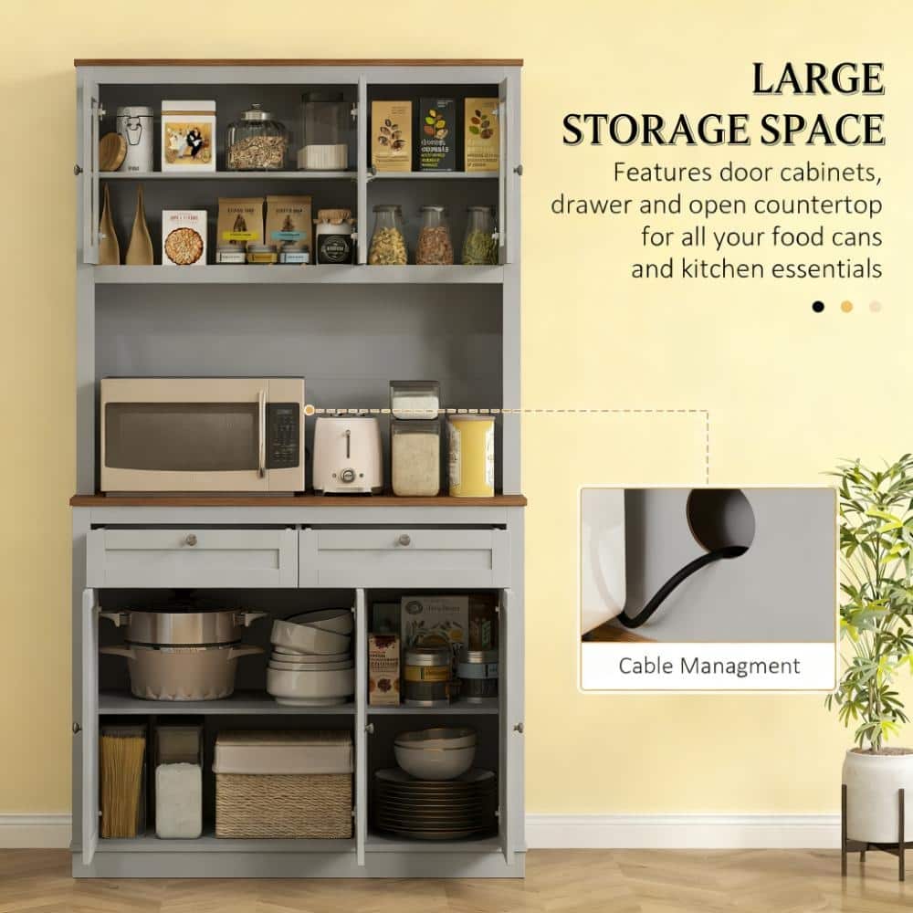 Rossetta 70'' Tall Anti-Tipping Kitchen Pantry Cabinet with Microwave Stand and Adjustable Shelves