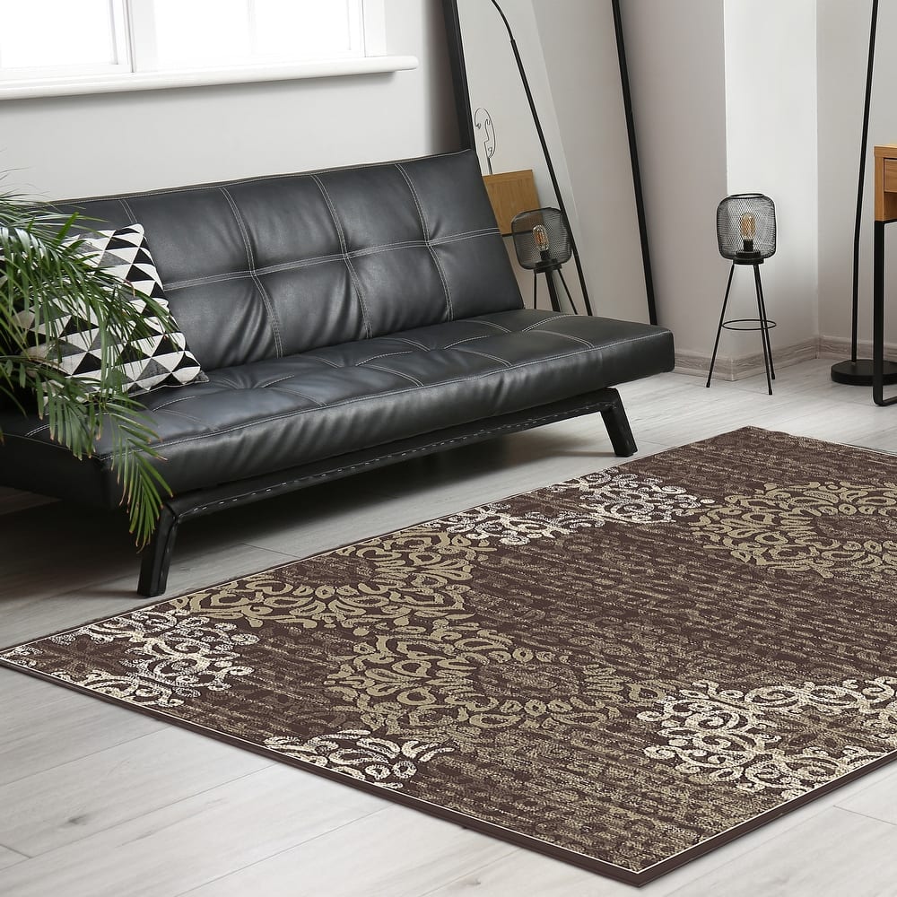 Admire Home Living Plaza Modern Abstract Damask Pattern Area Rug