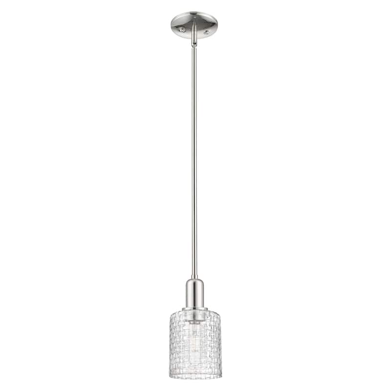 Innovations Lighting Endless Possibilities Arcadia - Cobbleskill - 1 Light 5" Basketweave Stem Hung Mini Pendant - Polished Nickel