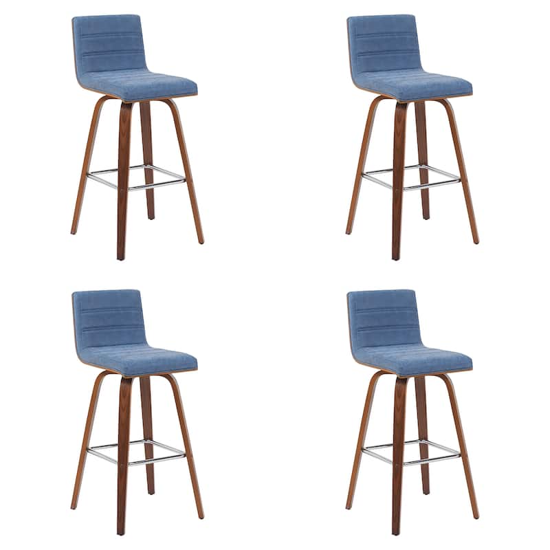 Skara Swivel Bar Stool, Upholstered Bar Height Chair with Bentwood Frame