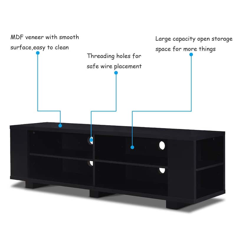 59" Console Storage Entertainment Media Wood TV Stand - 59" x 15.5" x 17.5" (L x W x H)
