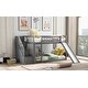 preview thumbnail 18 of 16, Stairway Twin over Twin Floor Bunk Bed with Two Drawers, Slide and Ladder