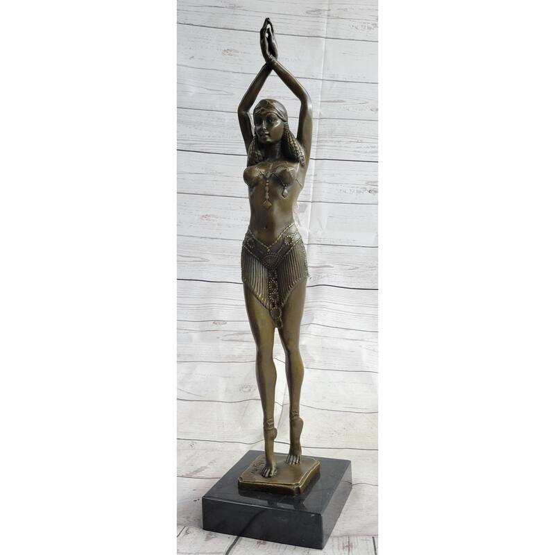 Chiparus Star Dancer Girl Art Deco Bronze Statue Sculpture Figure On Marble Base 14 Inches X 7 Inches
