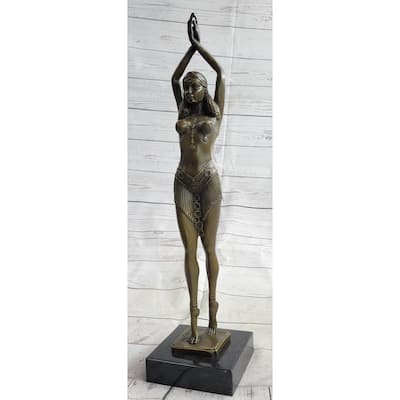 Chiparus Star Dancer Girl Art Deco Bronze Statue Sculpture Figure On Marble Base 14 Inches X 7 Inches