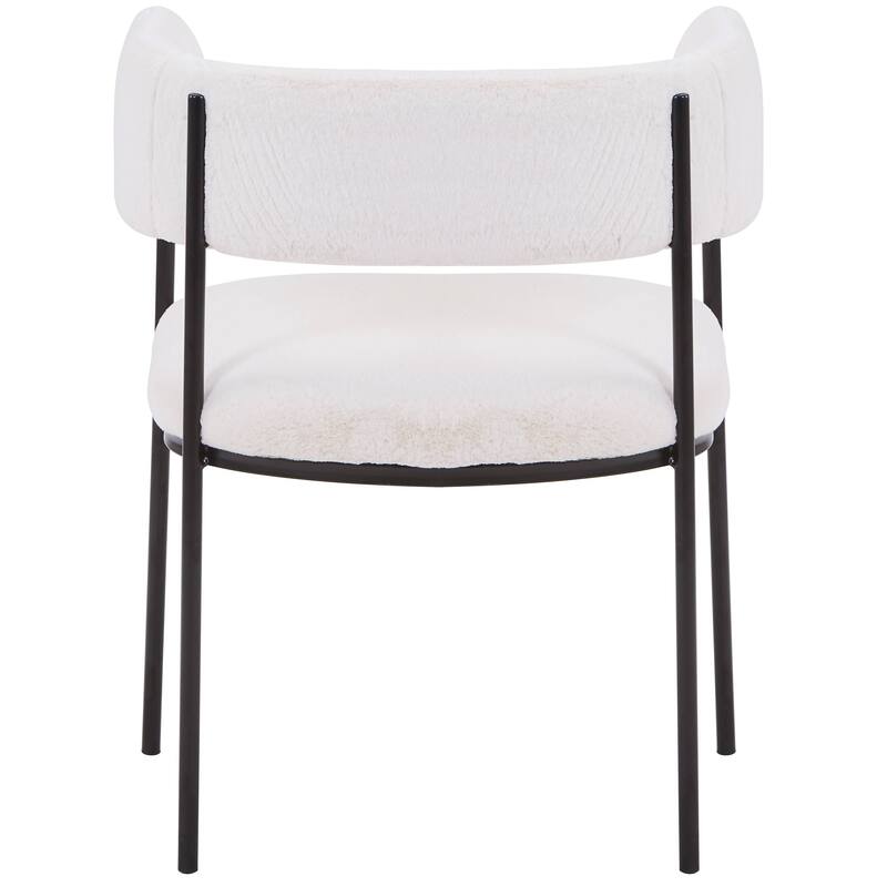 Dining Chair in Leather with Open-Back and Powder Coated Iron Legs Set of 4