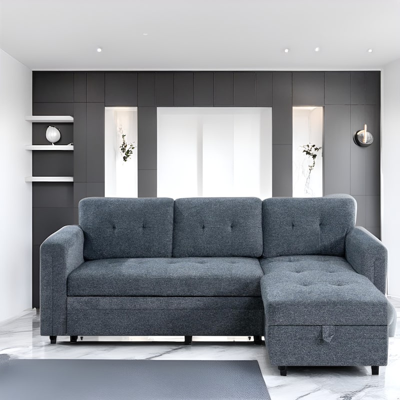Convertible L-Shaped Sectional Sleeper Sofa with USB & Pull-Out Bed