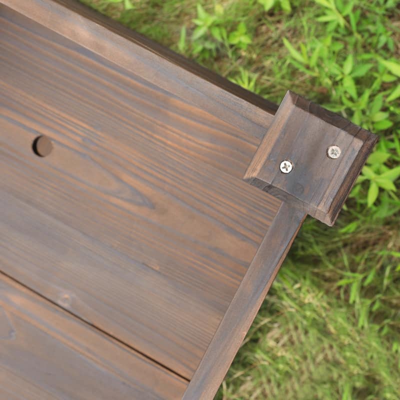 VEIKOUS Wood Raised Garden Bed with Drainage Holes, Outdoor Elevated Planter Box