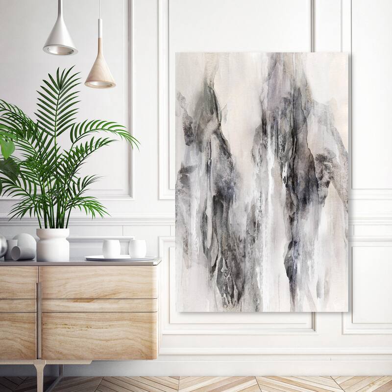 Wynwood Studio Abstract Flowing Grunge Shade Black and Modern & Contemporary Wall Art Canvas Print - 54 x 36