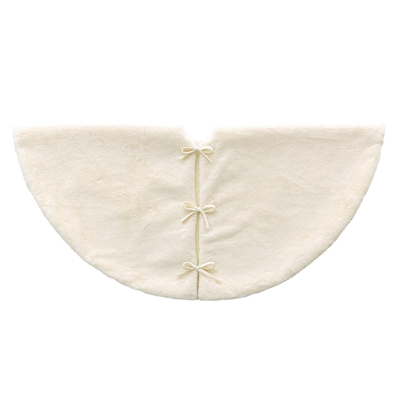 Glitzhome 48"D or 60"D Soft Fake Rabbit Fur Christmas Tree Skirt