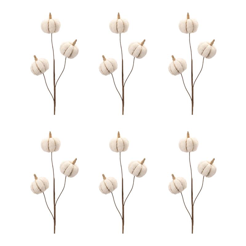 HomeRoots Six Cream Cream Fall Mini Pumpkins Wreath Sprays