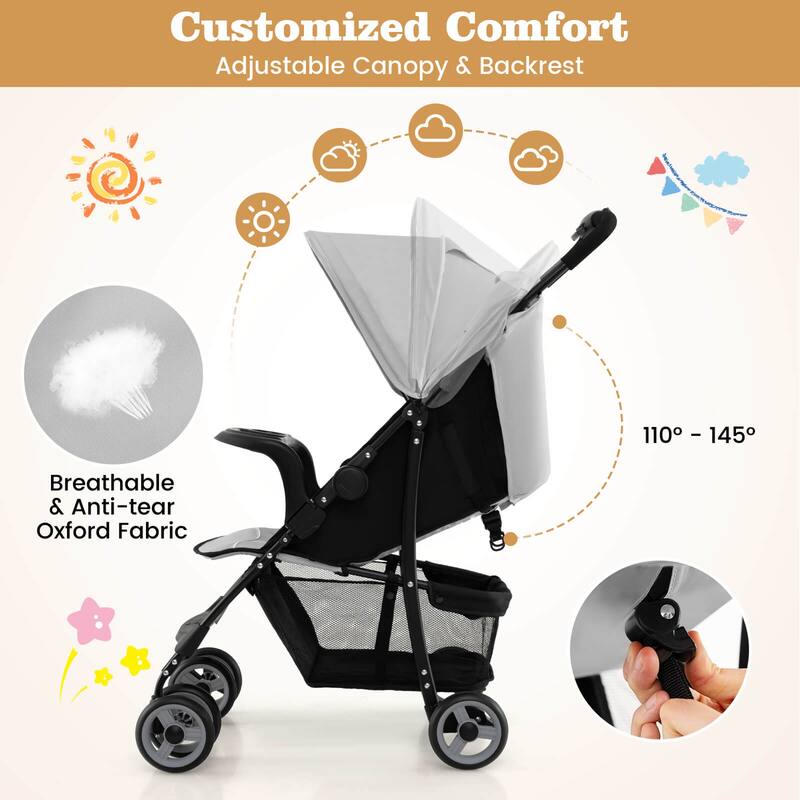 Costway Foldable Lightweight Baby Stroller Travel Pushchair 5-Point - See Details