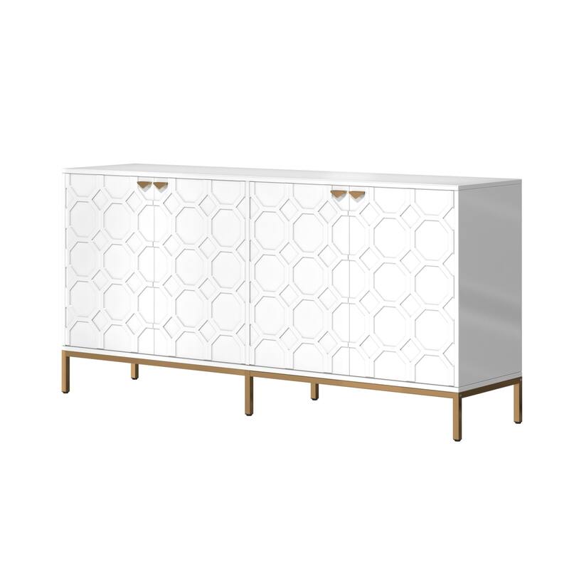 4 Door White Locker Accent Cabinet