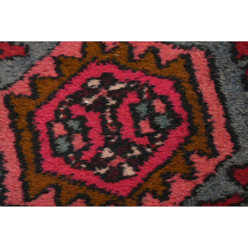Hand Knotted Oriental 100% Wool Carpet Traditional Tribal Red Gharajeh Runner Rug - 9' 7'' X 2' 3''