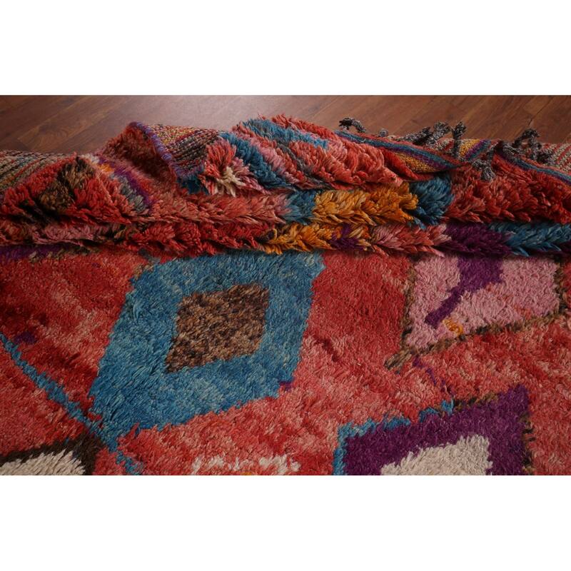 All-Over Geometric Plush Moroccan Area Rug Hand-Knotted Wool Carpet - 6'1"x 10'2"