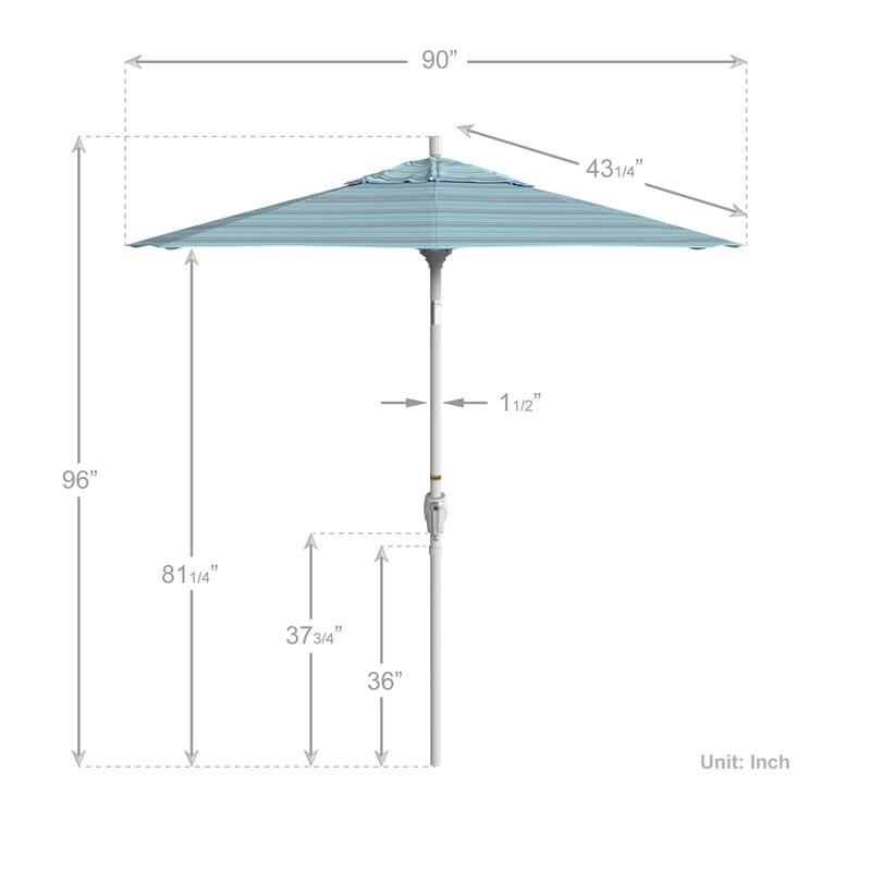 California Umbrella 7.5' Round Crank Lift Push Button Tilt White Aluminum Patio Umbrella Sunbrella