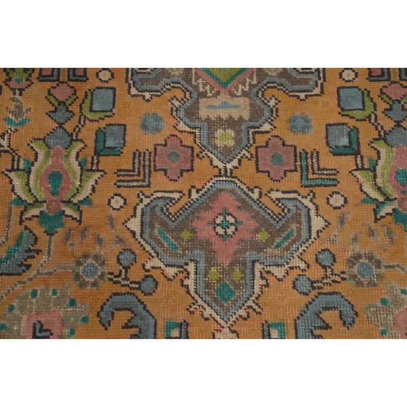 Hand Knotted Oriental 100% Wool Carpet Traditional Floral Oranges & Rust Tabriz Area Rug - 9' 6'' X 6' 5''