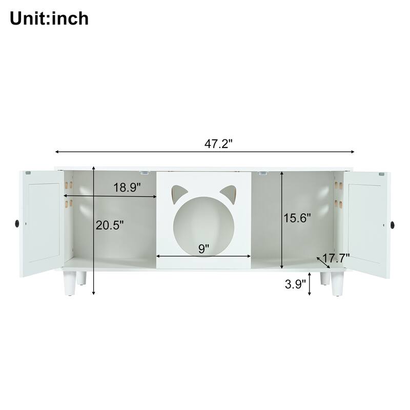Cat Litter Box Enclosure, Hidden Cat Litter Box Furniture with Scratch Door, Furniture Style Pet House, Modern TV