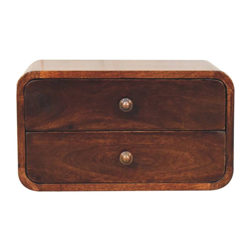 Artisan Furniture Solid Wood Curved California Walnut Wall Mounted Bedside