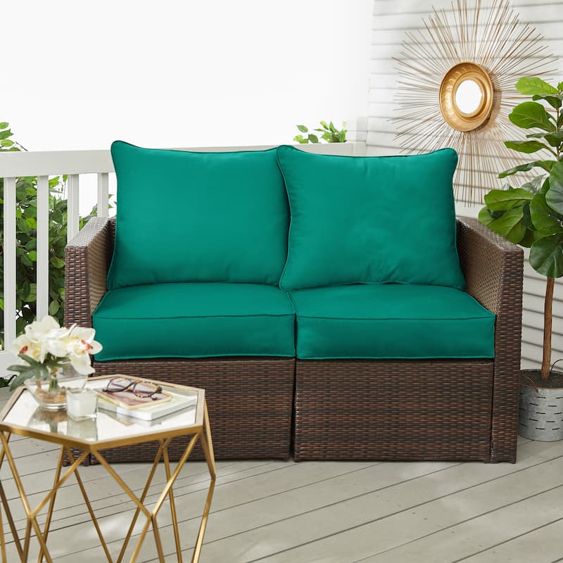 Sorra Home Sunbrella Outdoor Loveseat Pillow and Cushion Set