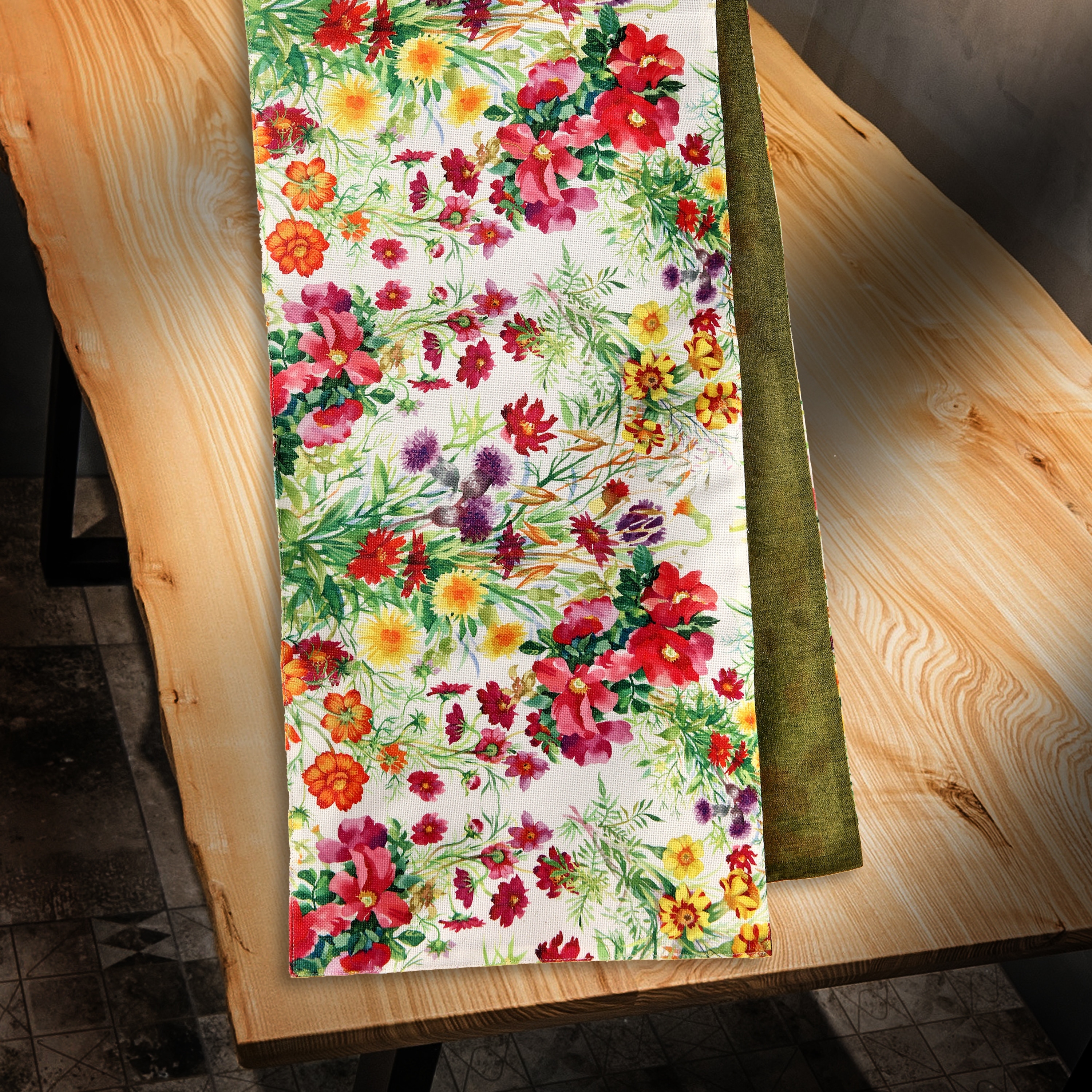 13" X 72" Fabric Summer Floral Runner