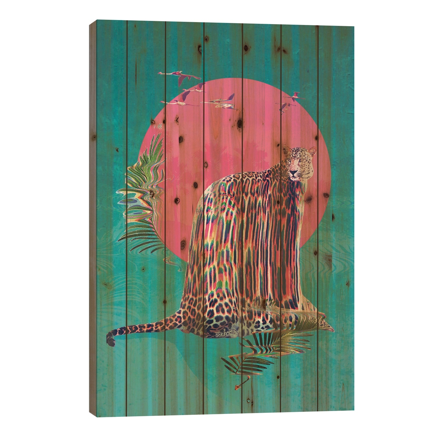 Jaguar Print On Wood by Ali Gulec - Multi-Color