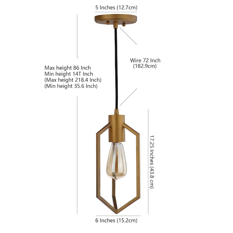 SAFAVIEH Lighting Eastwood Adjustable 1-light Edison Bulb Gold Pendant - 6"W x 6"D x 86"H