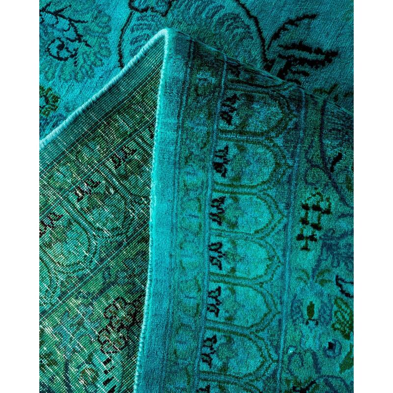 Overton Hand Knotted Wool Vintage Inspired Modern Contemporary Overdyed Blue Area Rug - 8' 0" x 10' 3"