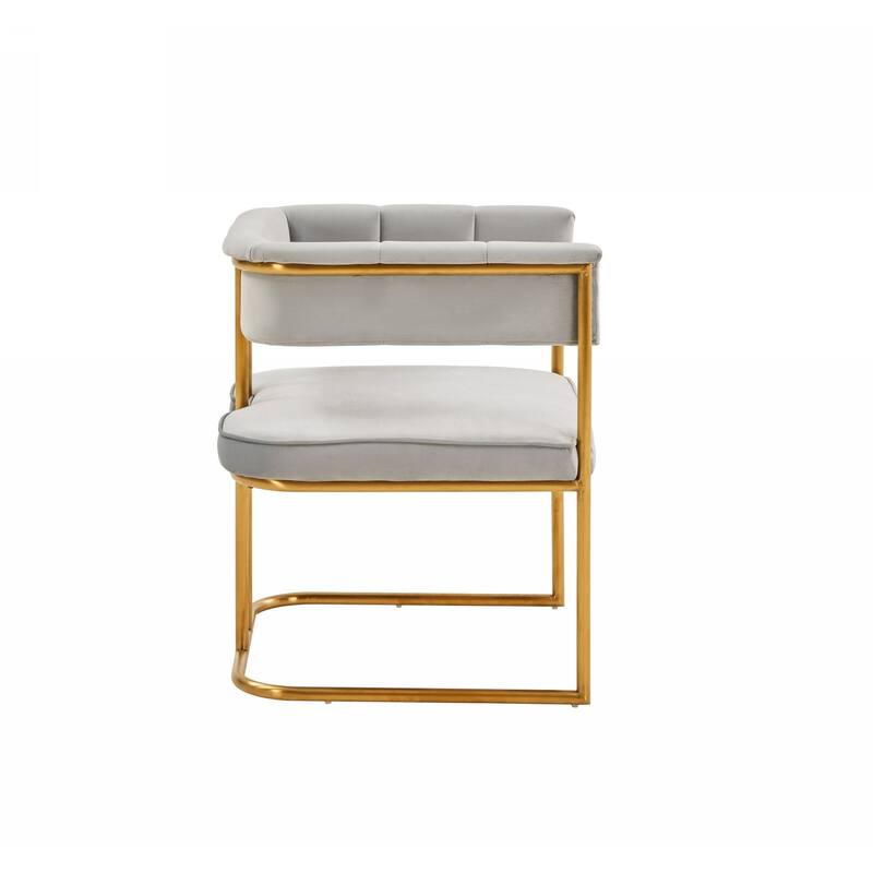 Modrest Bavaria Modern Light Grey Fabric And Gold Dining Chair