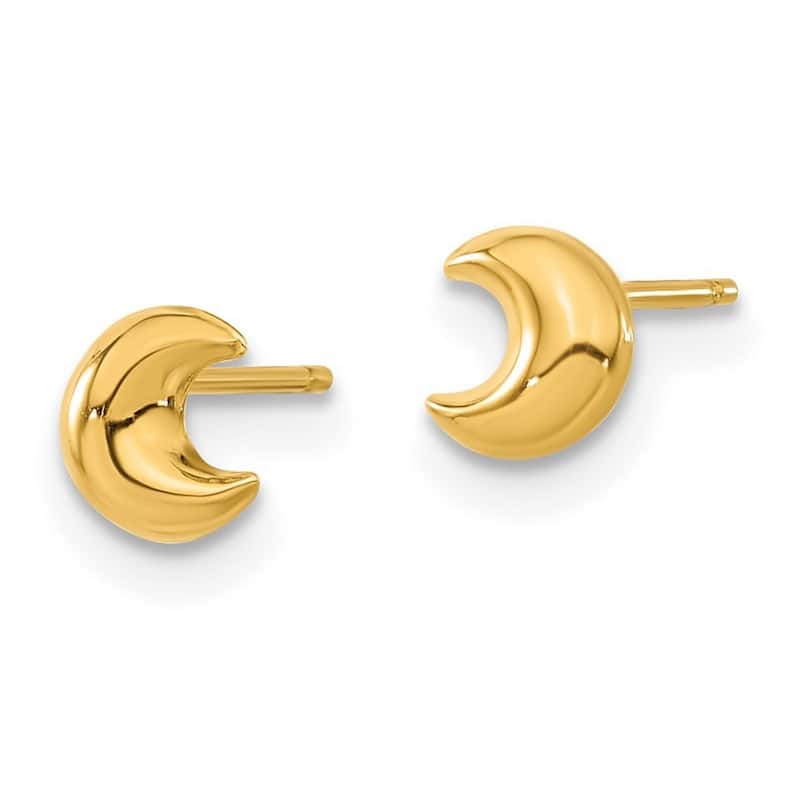Curata 14k Yellow Gold Girls Polished 5.8mm Moon Post Earrings