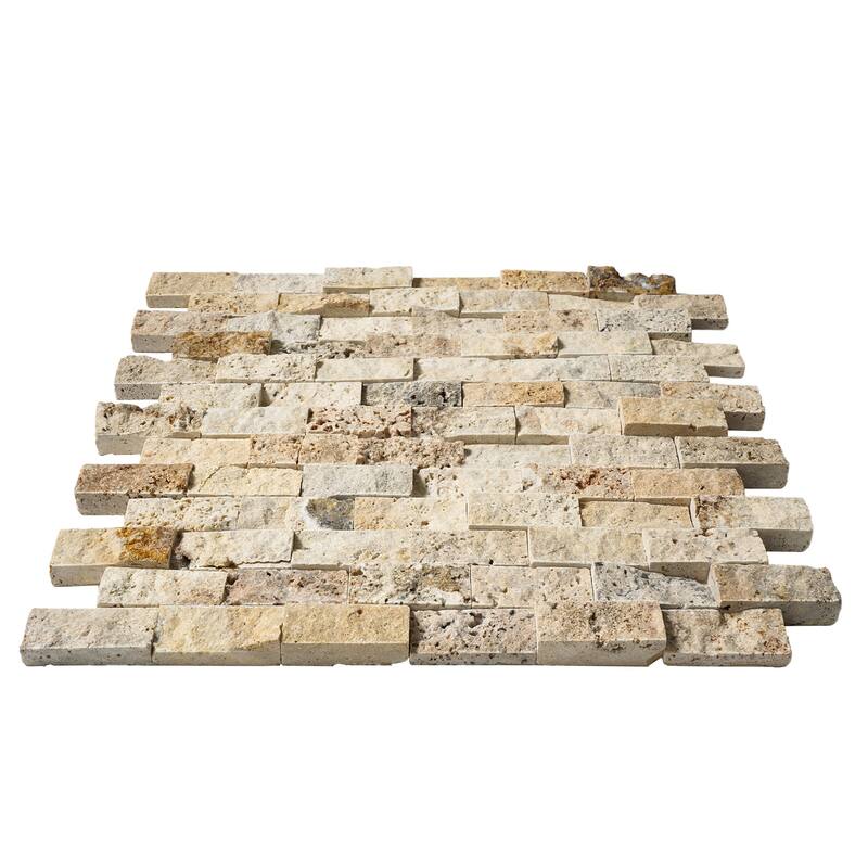 Rustic Desert Travertine 1" x 2" Split Face Mosaic