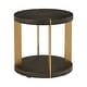 preview thumbnail 2 of 5, Vennesla Gold Finish Metal Dark Brown Faux Shagreen Round End Table by iNSPIRE Q Bold