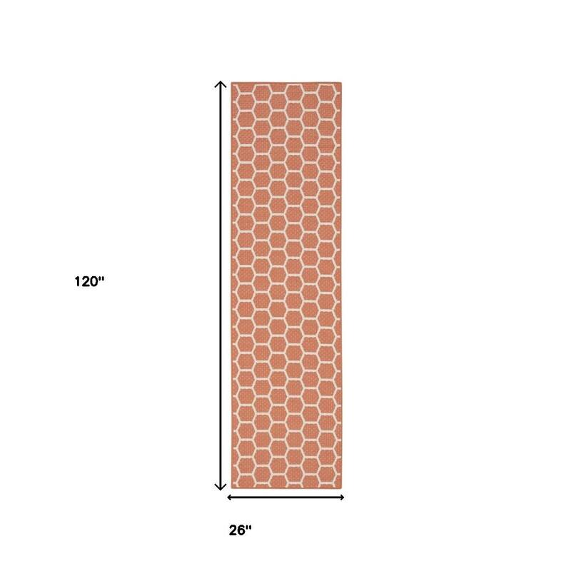 HomeRoots Geometric Modern Runner Outdoor Rug - 10' Runner