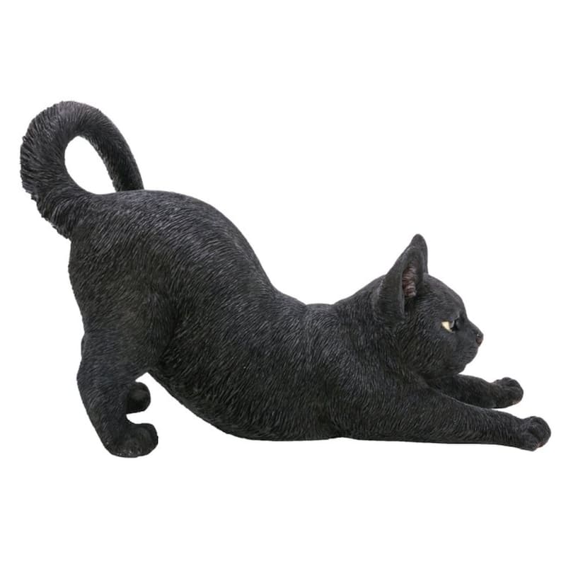 Stretching Cat Outdoor Garden Statue - 14.75"