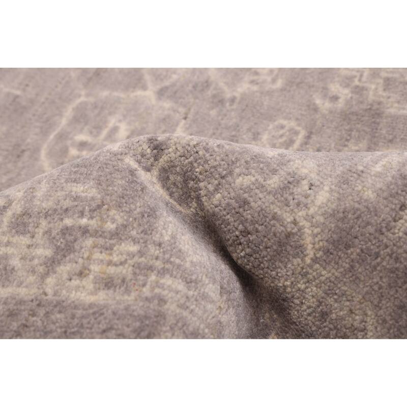 ECARPETGALLERY Hand-knotted Finest Oushak Dark Grey Wool Rug - 5'11 x 8'10