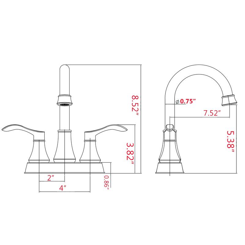 Brushed Gold 2-handle Bathroom Sink Faucet with Drain