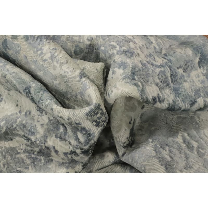 Hand Knotted Oriental Viscose Silk Carpet Modern Abstract Greys & Charcoal Abstract Area Rug - 8' 1'' X 5' 7''