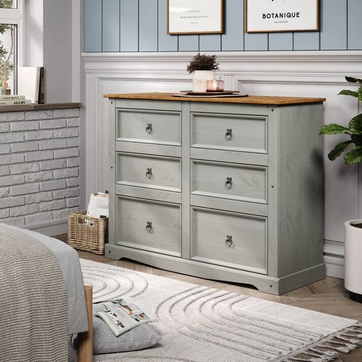 Wood Dresser 3+3 Drawers Chest Corona | Furniture Dash